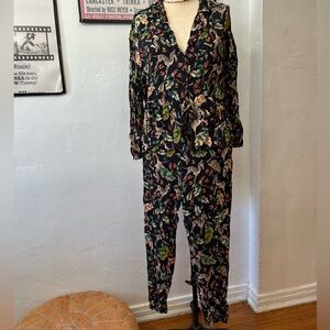 Zara pajama style pant set zebra print co-ord